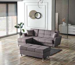 Καναπές-Κρεβάτι Γωνία Αναστρέψιμος & Σκαμπό με αποθηκευτικό χώρο